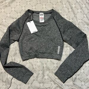 Gymshark Women's Charcoal Long Sleeve Crop Top